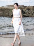 Set áo váy croptop trắng