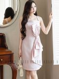Đầm hồng nơ eo