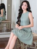 Set áo váy xanh mint xếp ly