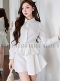Áo sơ mi trắng tay dài bo eo