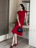 Đầm đỏ đuôi cá ngắn tay