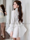 Áo sơ mi trắng tay dài bo eo