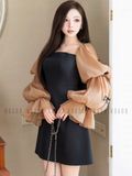 Đầm đen tay voan phồng