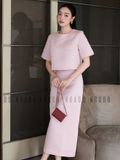 Set áo váy hồng ngắn tay