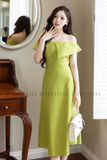 Đầm xanh trễ vai
