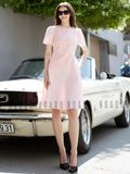 Đầm taffeta gấm hồng