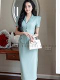 Set áo váy xanh mint bút chì