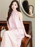Chân váy dập ly hồng
