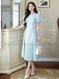 Đầm xanh mint cổ tròn