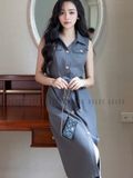 Đầm xám xẻ vạt