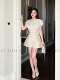 Set áo quần kem cổ xếp tầng