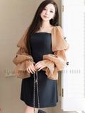 Đầm đen tay voan phồng