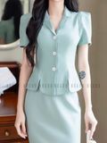 Set áo váy xanh mint bút chì