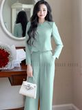 Set áo quần xanh mint cổ tròn