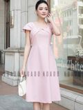 Đầm gấm hồng tay con