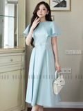 Đầm xanh mint cổ tròn