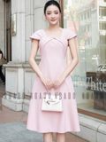 Đầm gấm hồng tay con