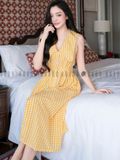 Đầm caro vàng sát nách
