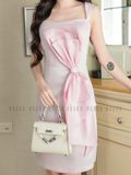 Đầm hồng nơ eo