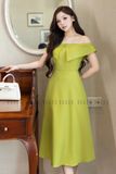 Đầm xanh trễ vai