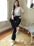 Quần jeans đen ống suông