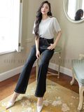 Quần jeans đen ống suông