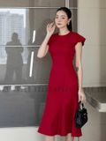 Đầm đỏ đuôi cá ngắn tay
