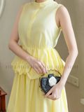 Set áo váy vàng cổ trụ