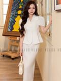 Set áo váy trắng cổ vest