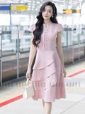 Đầm hồng ngắn tay