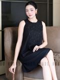 Đầm đen phối tweed