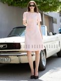 Đầm taffeta gấm hồng