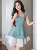 Áo xanh mint chiết eo