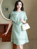 Đầm xanh mint nơ tay