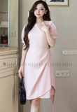 Đầm hồng cổ tròn