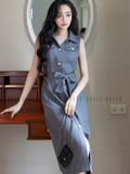 Đầm xám xẻ vạt