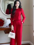 Set áo quần đỏ đô cổ tròn