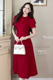 Đầm đỏ ngắn tay