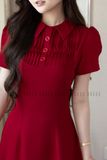 Đầm đỏ ngắn tay