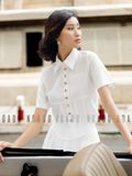 Set áo váy trắng ngắn tay
