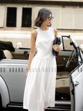 Đầm maxi đũi trắng