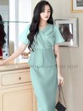 Set áo váy xanh mint cổ tim