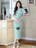 Set áo váy xanh mint cổ tim