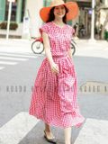 Set caro đỏ tay con