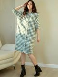 Đầm sơ mi caro xanh lá