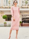 Đầm hồng cổ thuyền tay lửng
