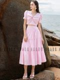Set áo váy hồng nhạt