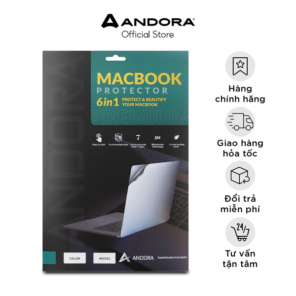 Bộ dán bảo vệ ANDORA Full 6 in 1 cho MacBook (Hỗ trợ dán miễn phí trực tiếp tại shop)