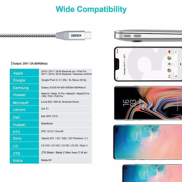 Dây cáp CHOETECH USB-C ra USB-C 1.8m - CC0005