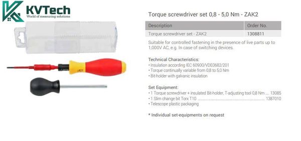 Bộ tuốc nơ vít lực 
 0,8 - 5,0 Nm - ZAK2 Intercable 1308811
